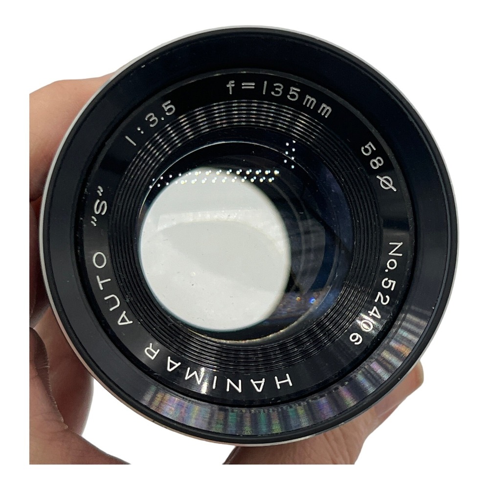 Hanimar Auto "S" 135mm F3.5 Camera Lens M42 Screw Mount Both Caps